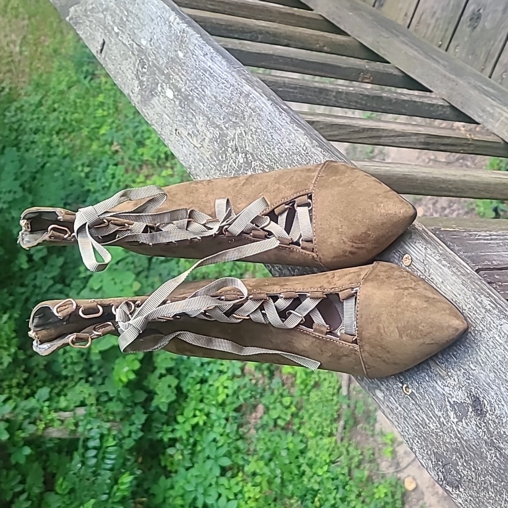 Bamboo Suede Lace Up Boots Size 10 - Picture 2 of 8